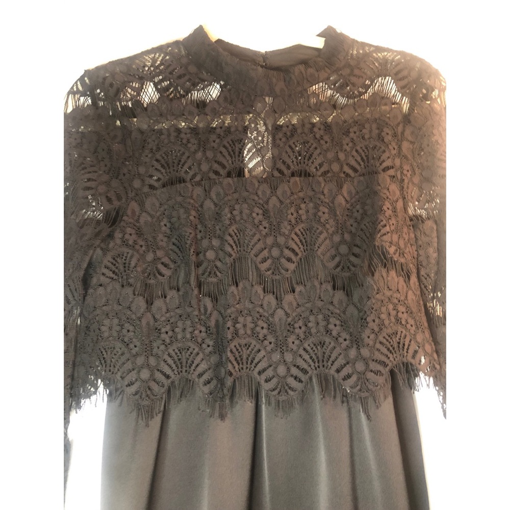 BCBG medium long sleeve black dress. Solid/lace - Picture 2 of 7